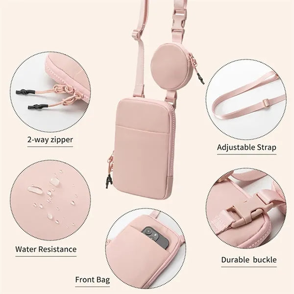 Travel Crossbody Bag with Removable Small Pouch