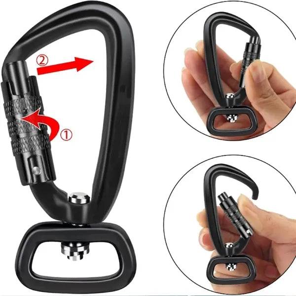 Locking Carabiner Clip with Swivel Ring