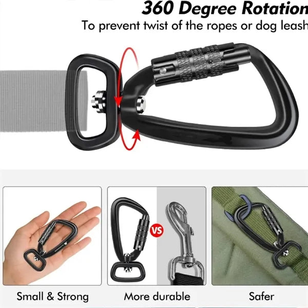 Locking Carabiner Clip with Swivel Ring