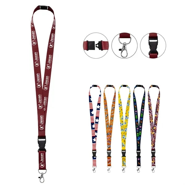 Full Color Lanyard W/ Lobster Claw, Buckle And Breakaway
