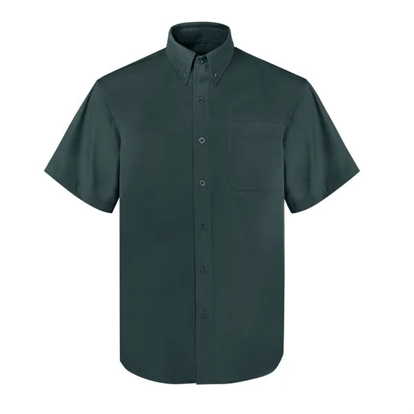 Men's Woven Short Sleeve Twill Button Down Dress Shirt