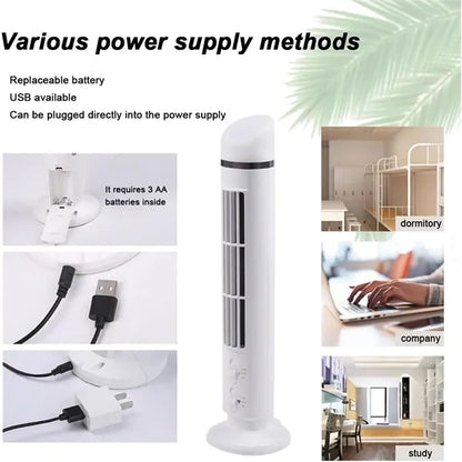 Cooling Bladeless Oscillating Tower Fan with LED Light