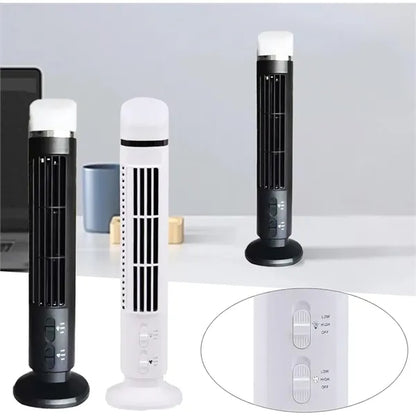Cooling Bladeless Oscillating Tower Fan with LED Light