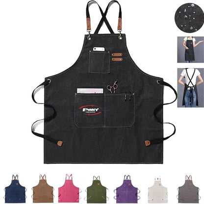 Adjustable Waterproof Canvas Chef Apron With Large Pockets