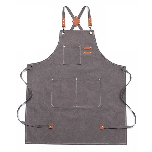 Adjustable Waterproof Canvas Chef Apron With Large Pockets