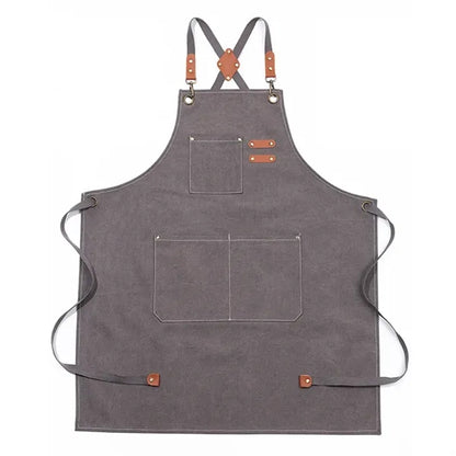 Adjustable Waterproof Canvas Chef Apron With Large Pockets