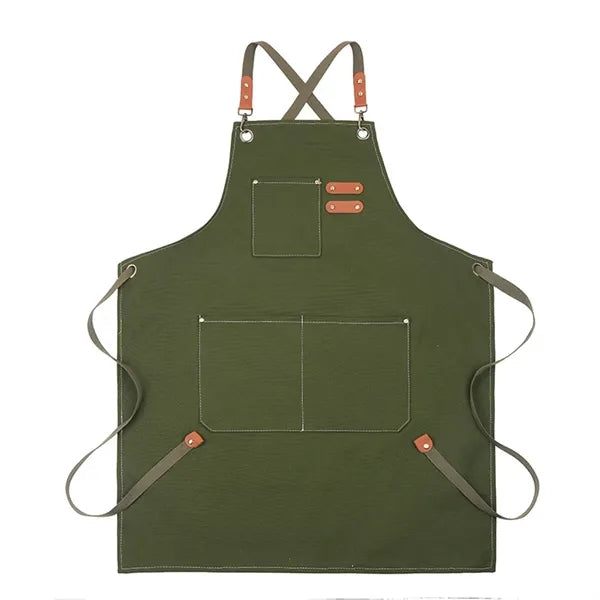 Adjustable Waterproof Canvas Chef Apron With Large Pockets