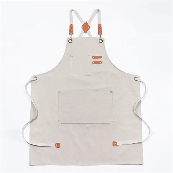 Adjustable Waterproof Canvas Chef Apron With Large Pockets