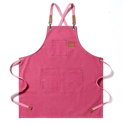 Adjustable Waterproof Canvas Chef Apron With Large Pockets