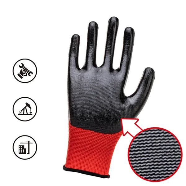 Nitrile Coated 13 Knit Nylon Liner Safety Work Gloves