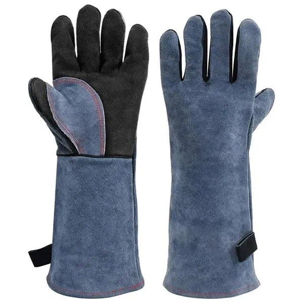 16 In Heat Resistant Welding Fire Leather Work BBQ Glove