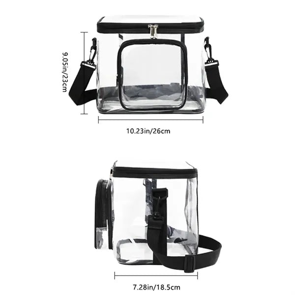 Work Travel Clear Lunch Bag PVC Box with Adjustable Strap