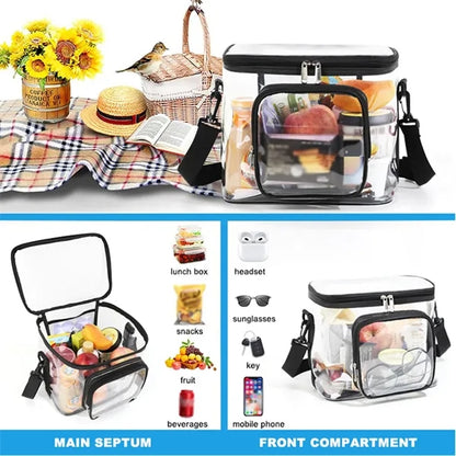 Work Travel Clear Lunch Bag PVC Box with Adjustable Strap