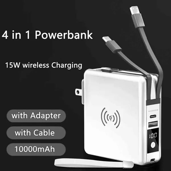 4 in 1 Power Bank with Cable and Plug