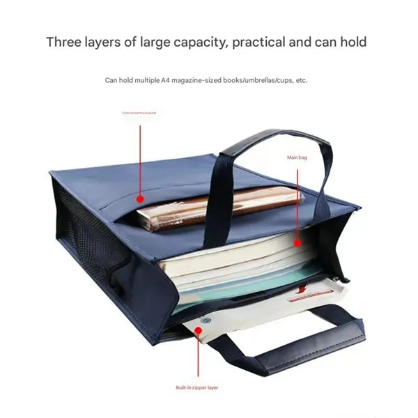 Portable Waterproof Document Hand Briefcase Zipper File Bag