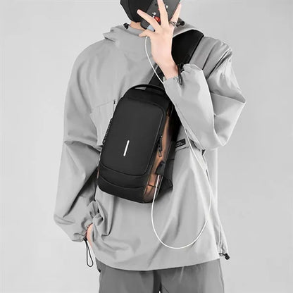 USB charging travel leisure shoulder crossbody chest bag