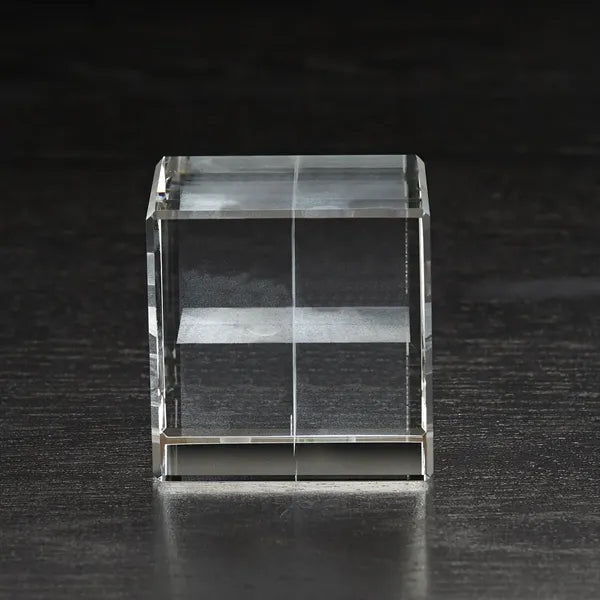 Medium Flat Cube 3D Crystal Award