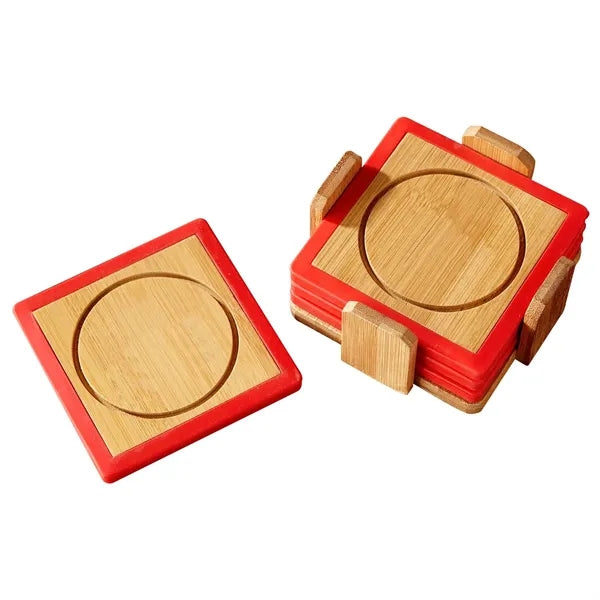 Bamboo and Silicone Coaster Set