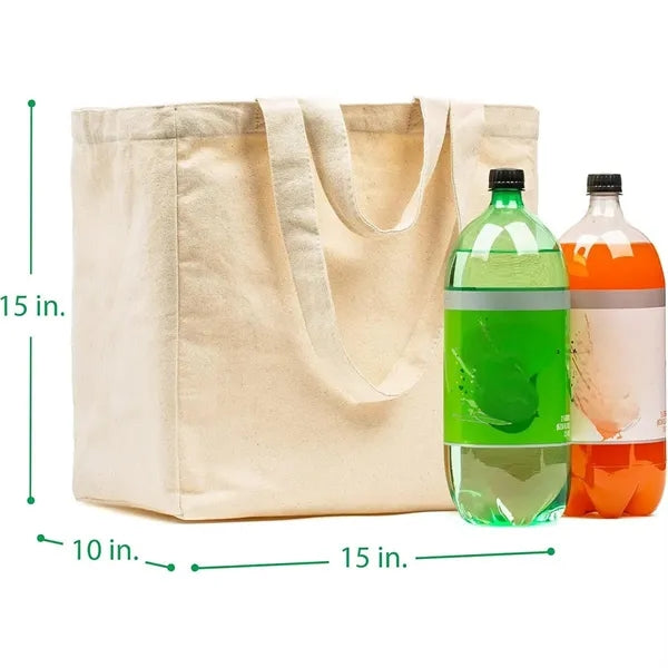 Heavy Duty 12oz  Canvas Grocery Bag with Real Pockets