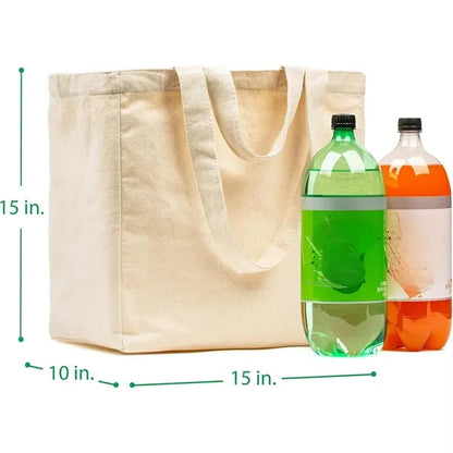 Heavy Duty 12oz  Canvas Grocery Bag with Real Pockets