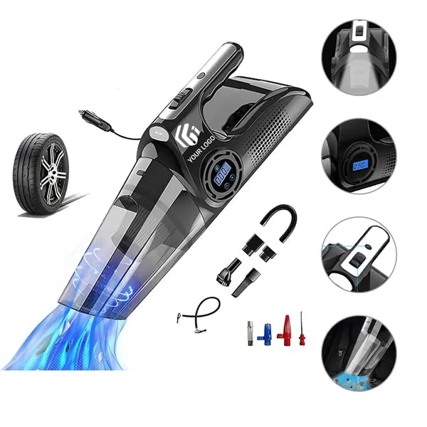4in1portable air pump tire pressure gauge car vacuum cleaner