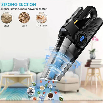4in1portable air pump tire pressure gauge car vacuum cleaner