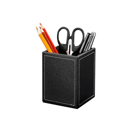 Leather desktop pen holder