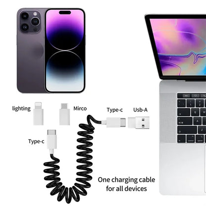 Versatile Extendable Charging Cable Set with 3 USB Adapters