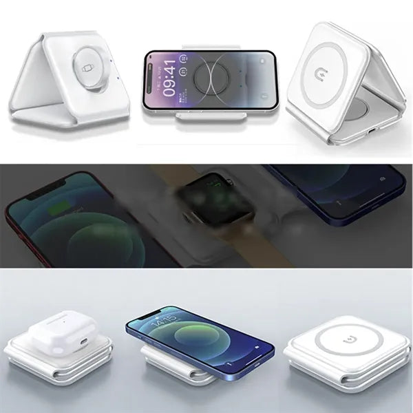 3 in 1 Portable Magnetic Desktop Foldable Wireless Charger