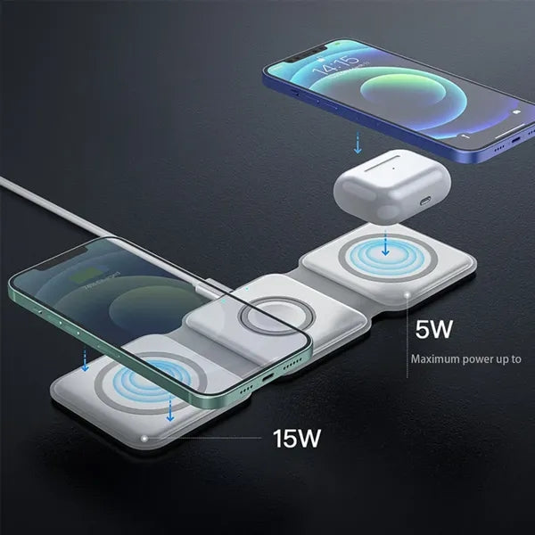 3 in 1 Portable Magnetic Desktop Foldable Wireless Charger