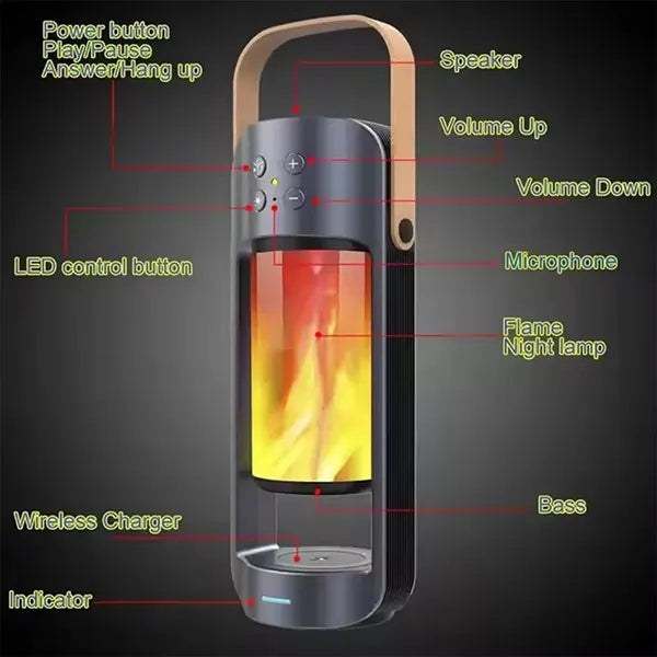 Speaker Flame Lamp With Wireless Charger