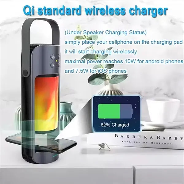 Speaker Flame Lamp With Wireless Charger