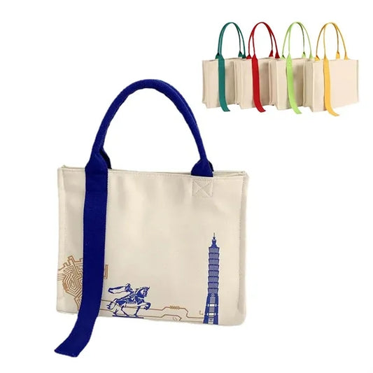 Closure Cotton Canvas Shopping Bag