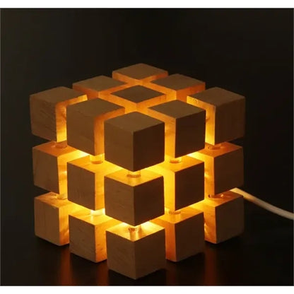 Wood Cube Lamp