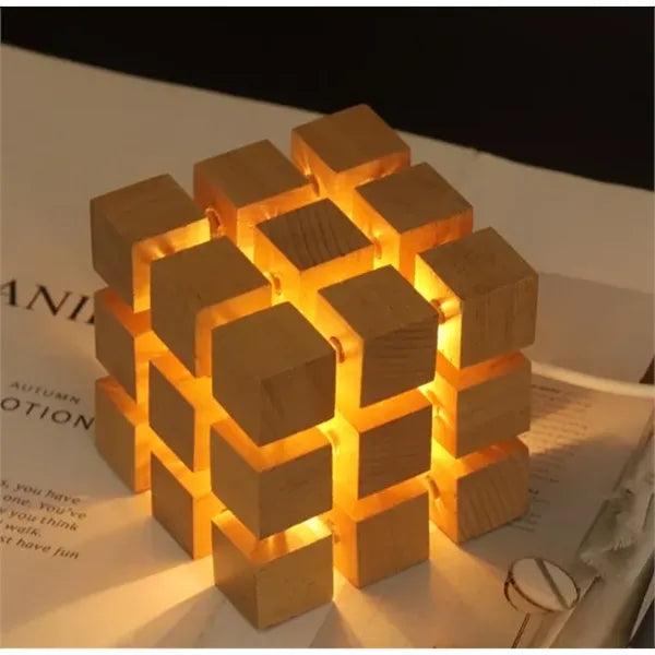 Wood Cube Lamp