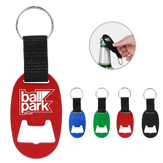 Oval Aluminum Bottle Opener With Key Ring