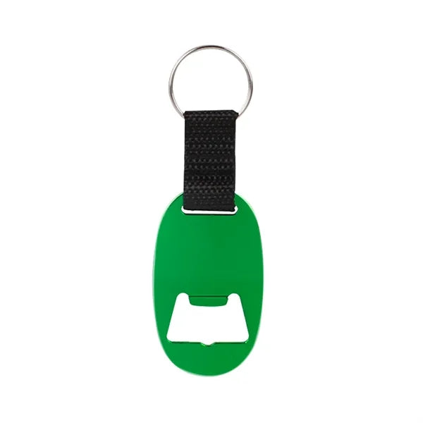 Oval Aluminum Bottle Opener With Key Ring