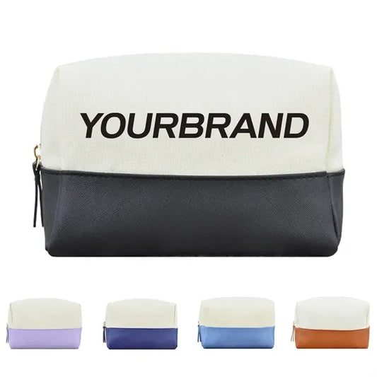 Canvas Leather Cosmetic Bag