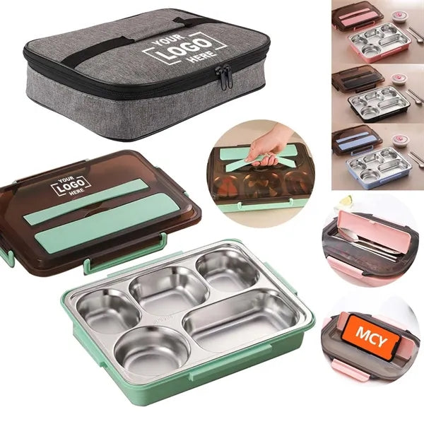 Stainless Steel Phone Stand Lunch Box With Handle