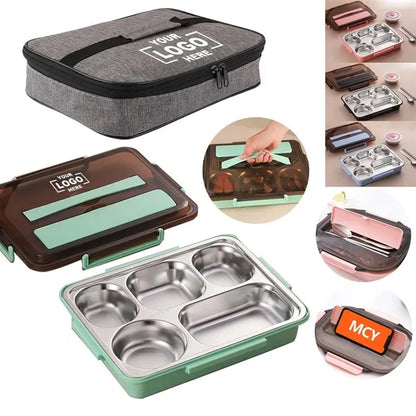 Stainless Steel Phone Stand Lunch Box With Handle