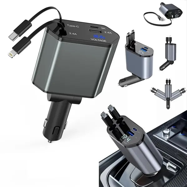 4 in 1 Car Charger with Fast Charging Cable