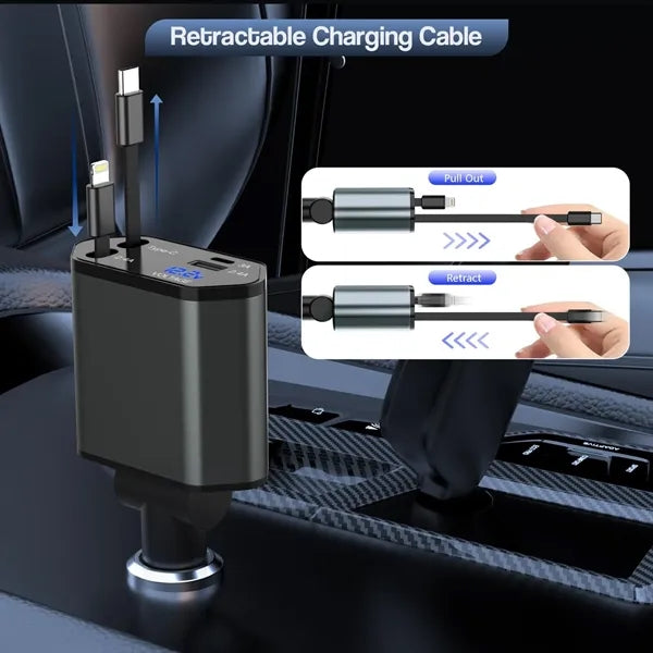 4 in 1 Car Charger with Fast Charging Cable