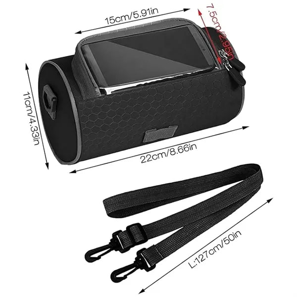 Splash-proof touch-screen light front beam bicycle head bag