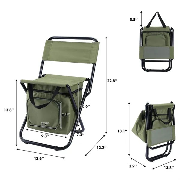 Foldable Camping Chair with Cooler Bag