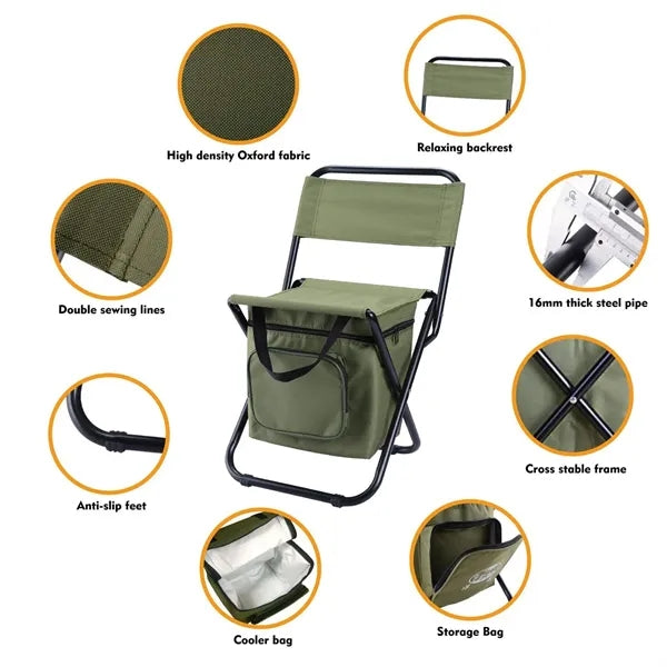 Foldable Camping Chair with Cooler Bag