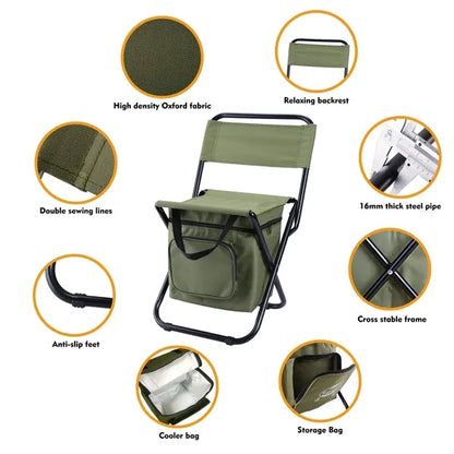Foldable Camping Chair with Cooler Bag
