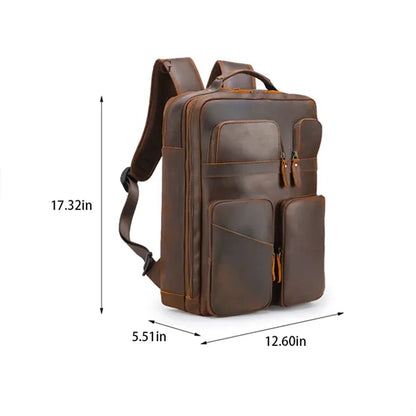17 inch business outdoor genuine leather computer backpack