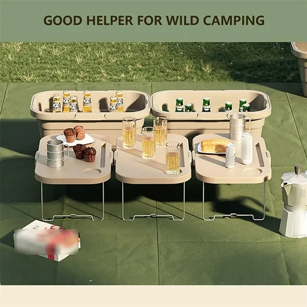 Camping collapsible portable picnic basket with table
