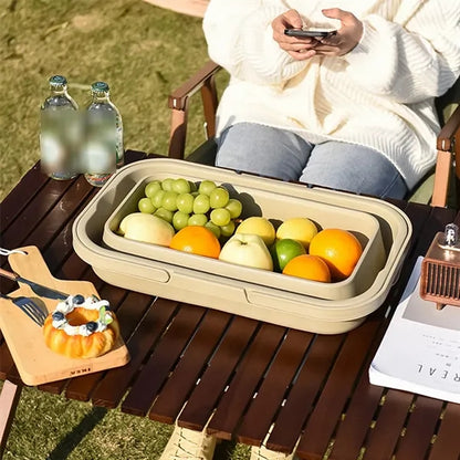 Camping collapsible portable picnic basket with table