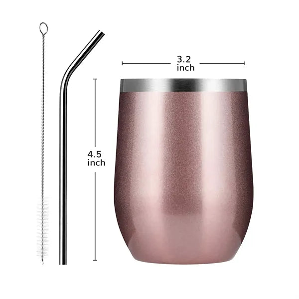 12 OZ Wine Tumbler with Lid and Straw